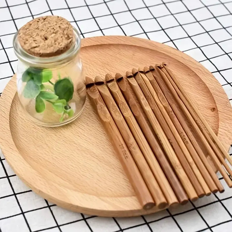 Bamboo Crochet Hooks Set, 12 Pcs Knitting Crocheting, 3-10mm